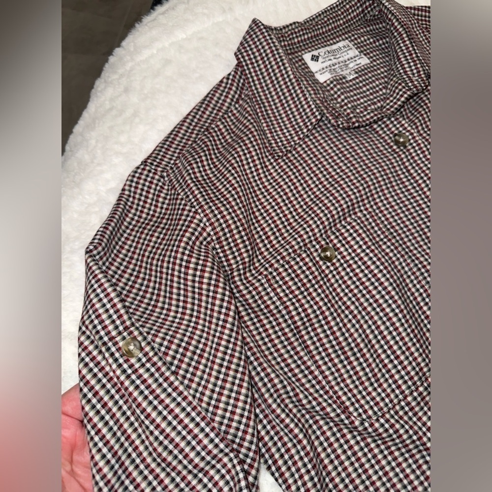 2 x 20$ Columbia Checkered Button-Up Shirt - Black and White Size M - Picture 5 of 8